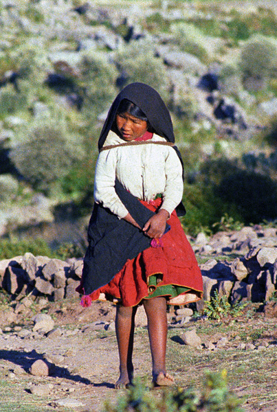 Jeune fille, le Taquile, lac Titicaca, Prou