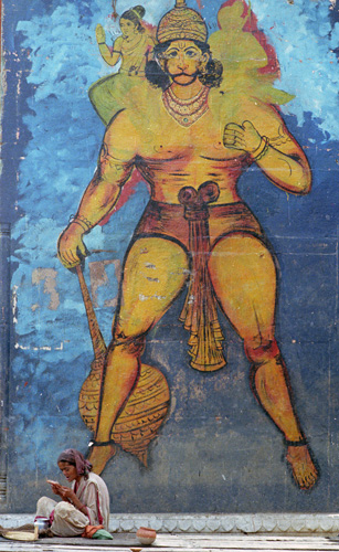 Dit peint et plerin, Varanasi, Inde