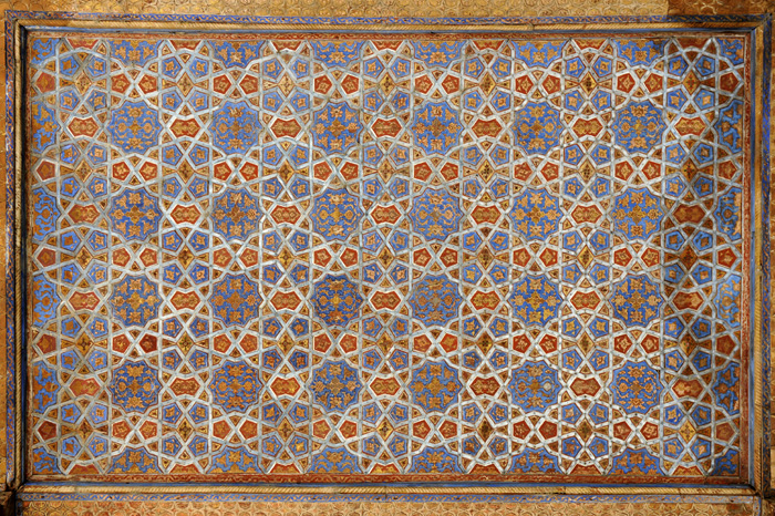 Motifs gomtriques du plafond, palais Chehel Sotoun, Ispahan, Iran