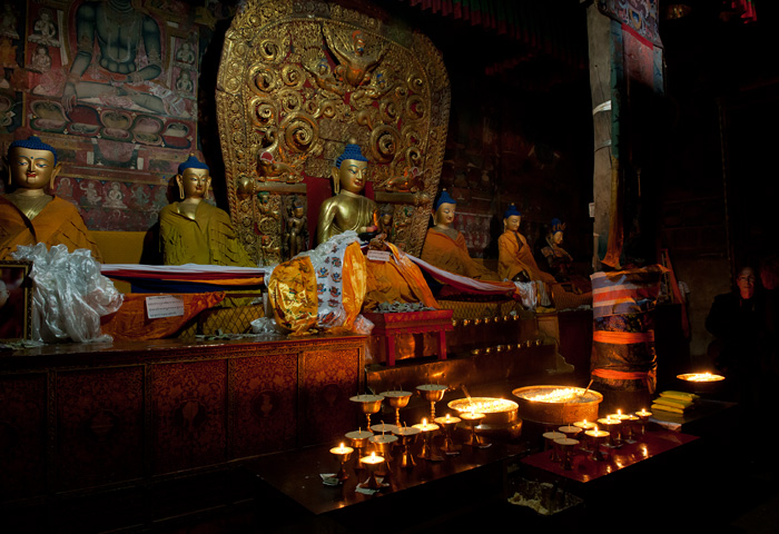 Intrieur, monastre de Shalu, Tibet, Chine
