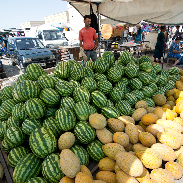 Vendeur de pastques et melons, Khiva, Ouzbkistan