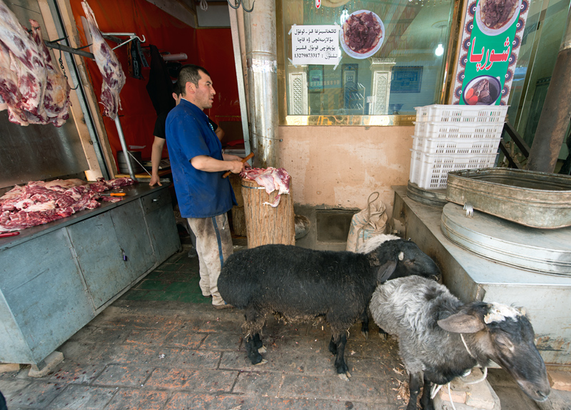 Boucherie, quartier oughour, Kashgar, Xinjiang, Chine
