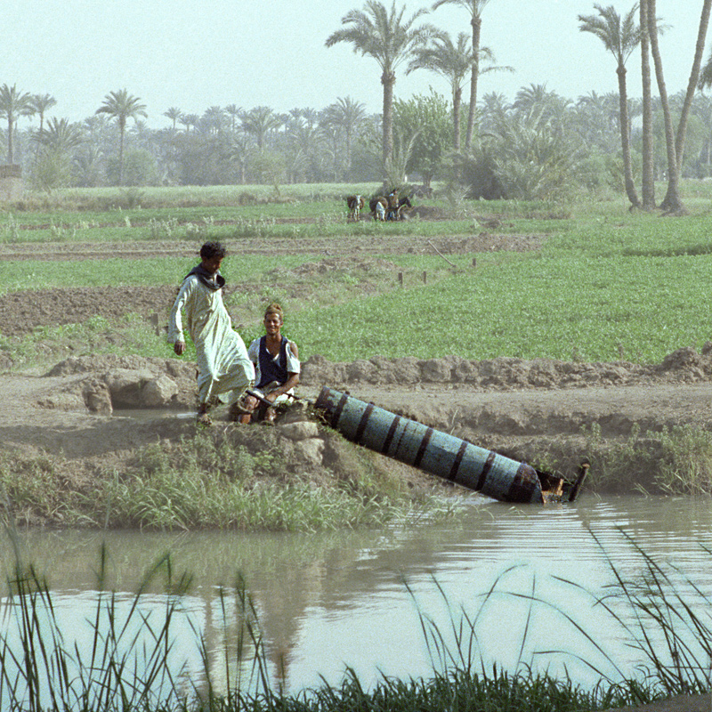 Vis d'Archimde utilise pour l'irrigation, prs du Caire, Egypte