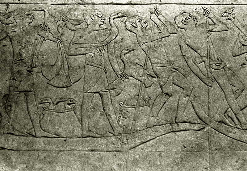 Bas-relief avec scne de chasse, Saqqarah, Egypte