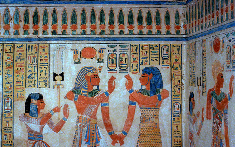 Fresque peinte, tombe de Amon-Her-Khepechef, valle des Reines, Louxor, Egypte