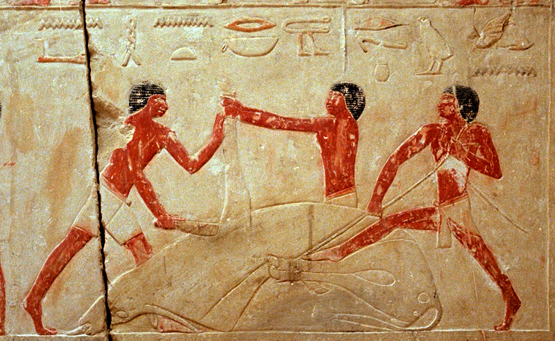 Bas-relief de scne de boucherie, tombe de la princesse Idout, Saqqarah, Egypte